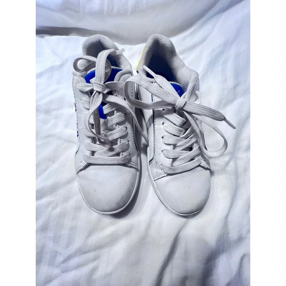Polo Ralph Lauren Kids Heritage Court III White Multi Color Logo Sneakers Size12